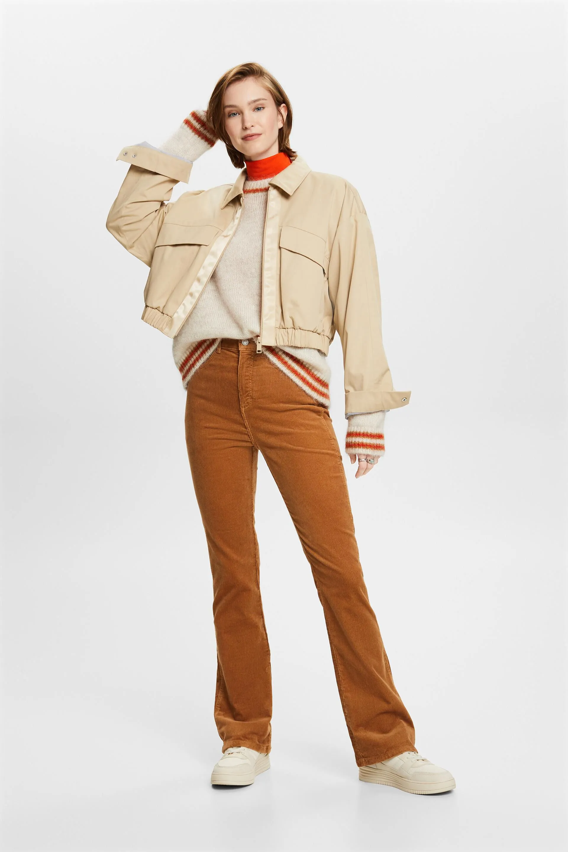Pantaloni in fine velluto Bootcut Fit a vita alta