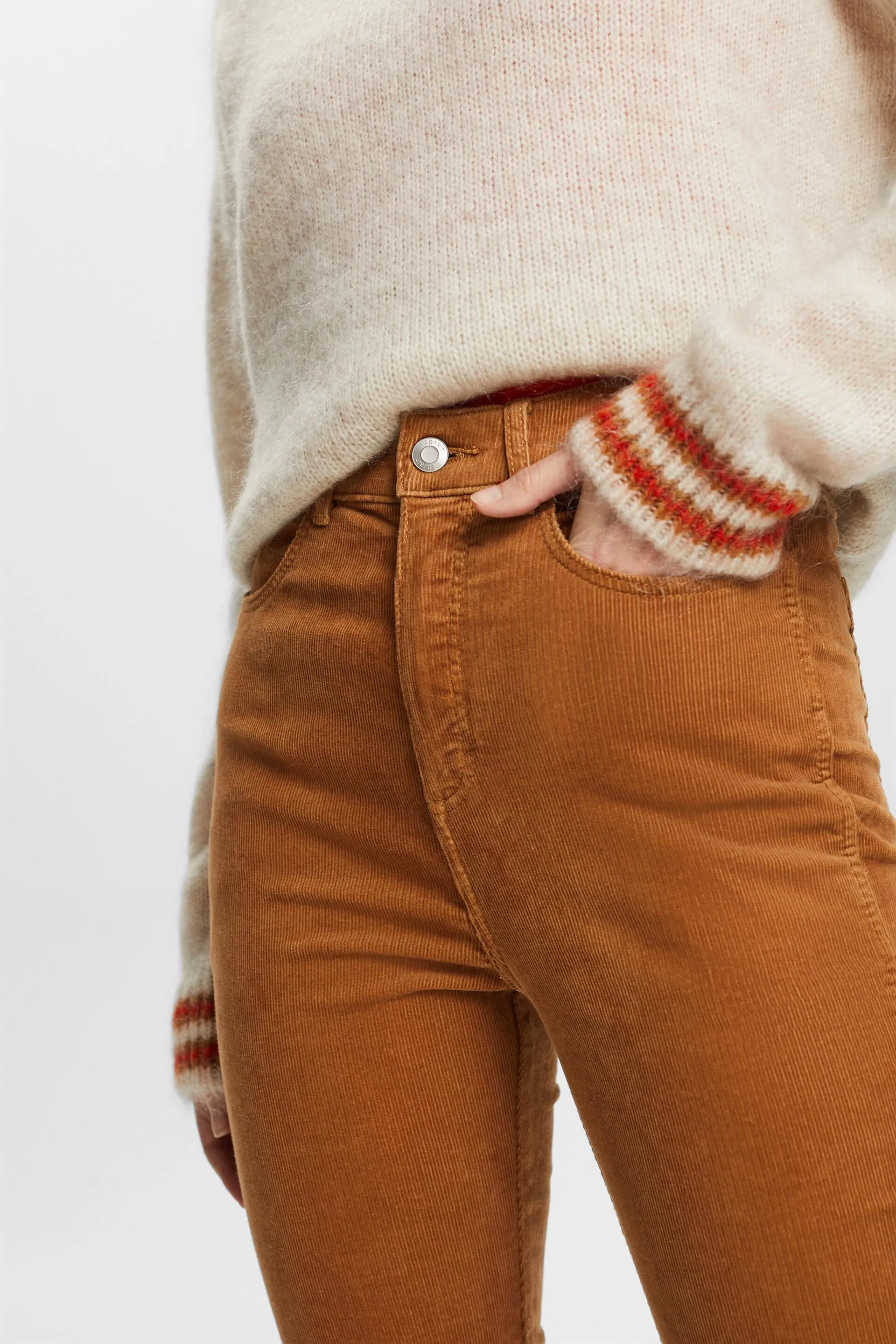 Pantaloni in fine velluto Bootcut Fit a vita alta