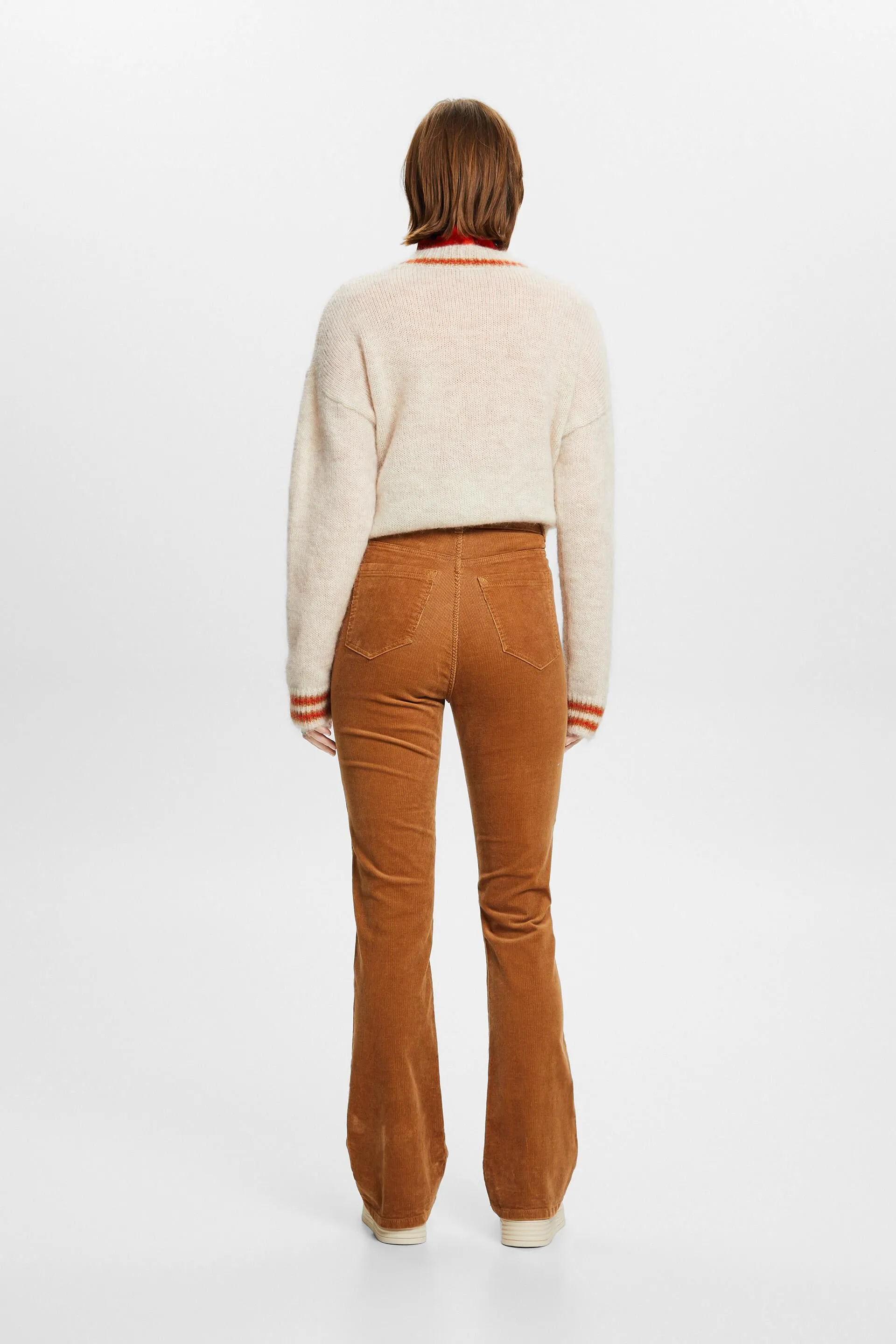 Pantaloni in fine velluto Bootcut Fit a vita alta