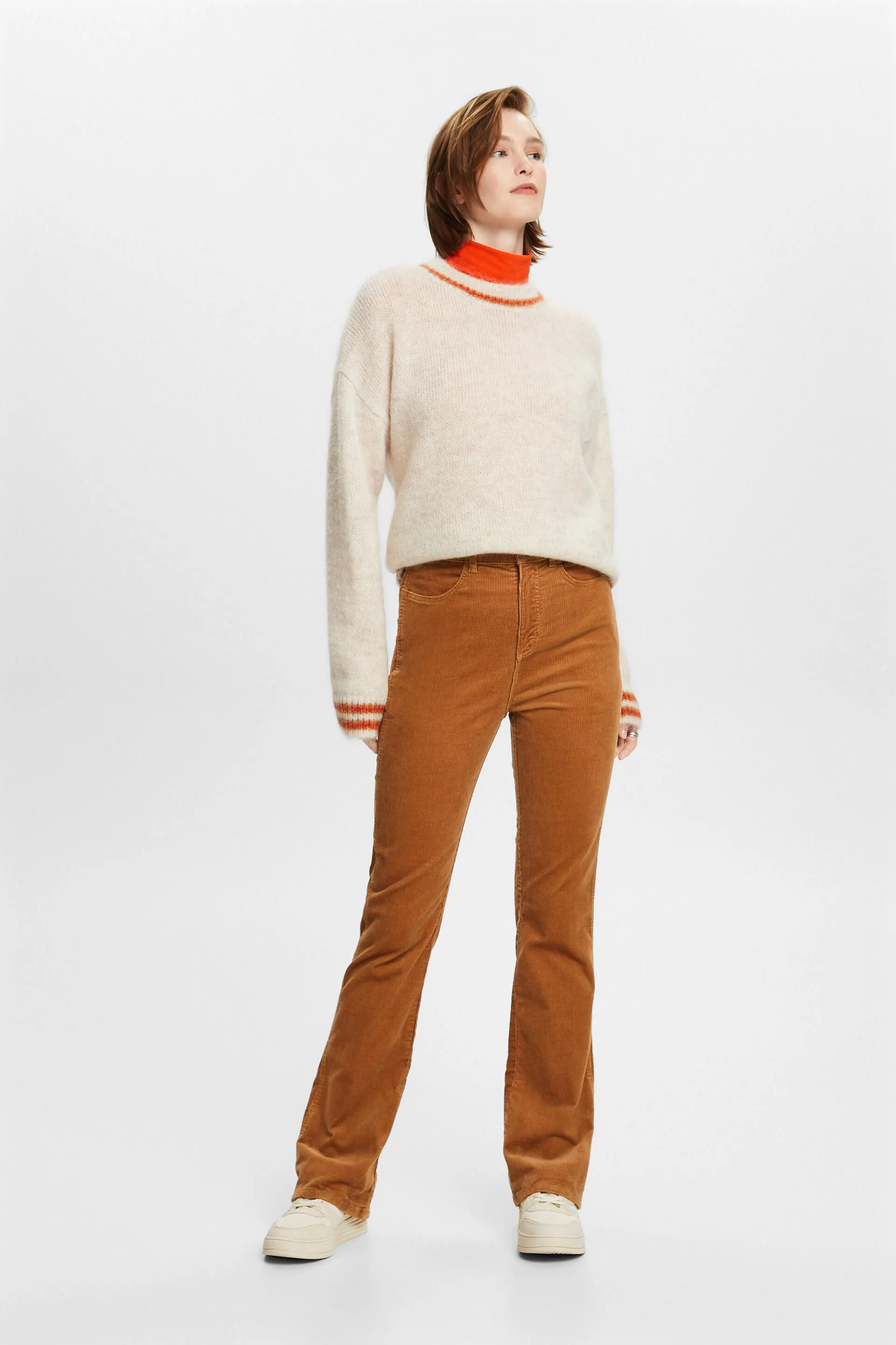 Pantaloni in fine velluto Bootcut Fit a vita alta