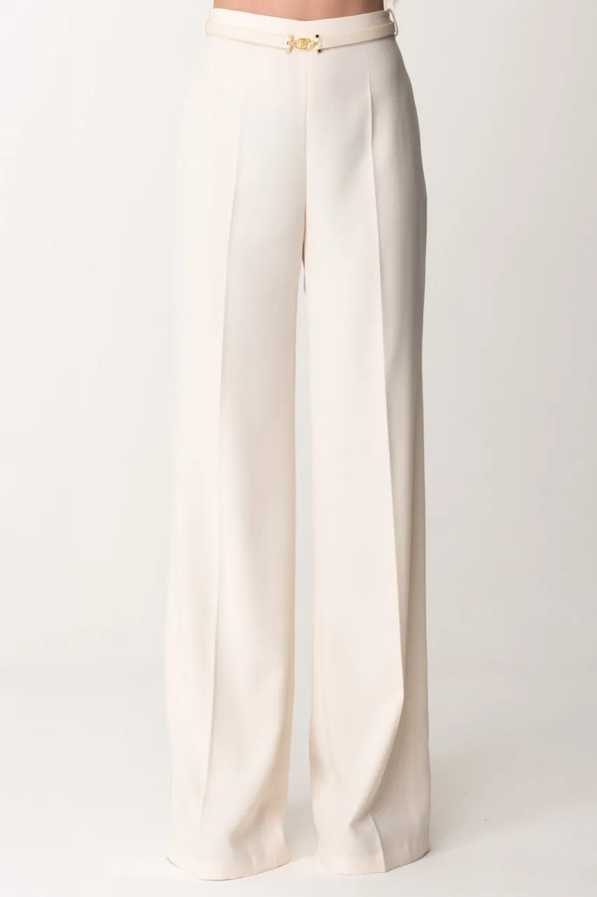 Pantaloni palazzo con cintura Burro