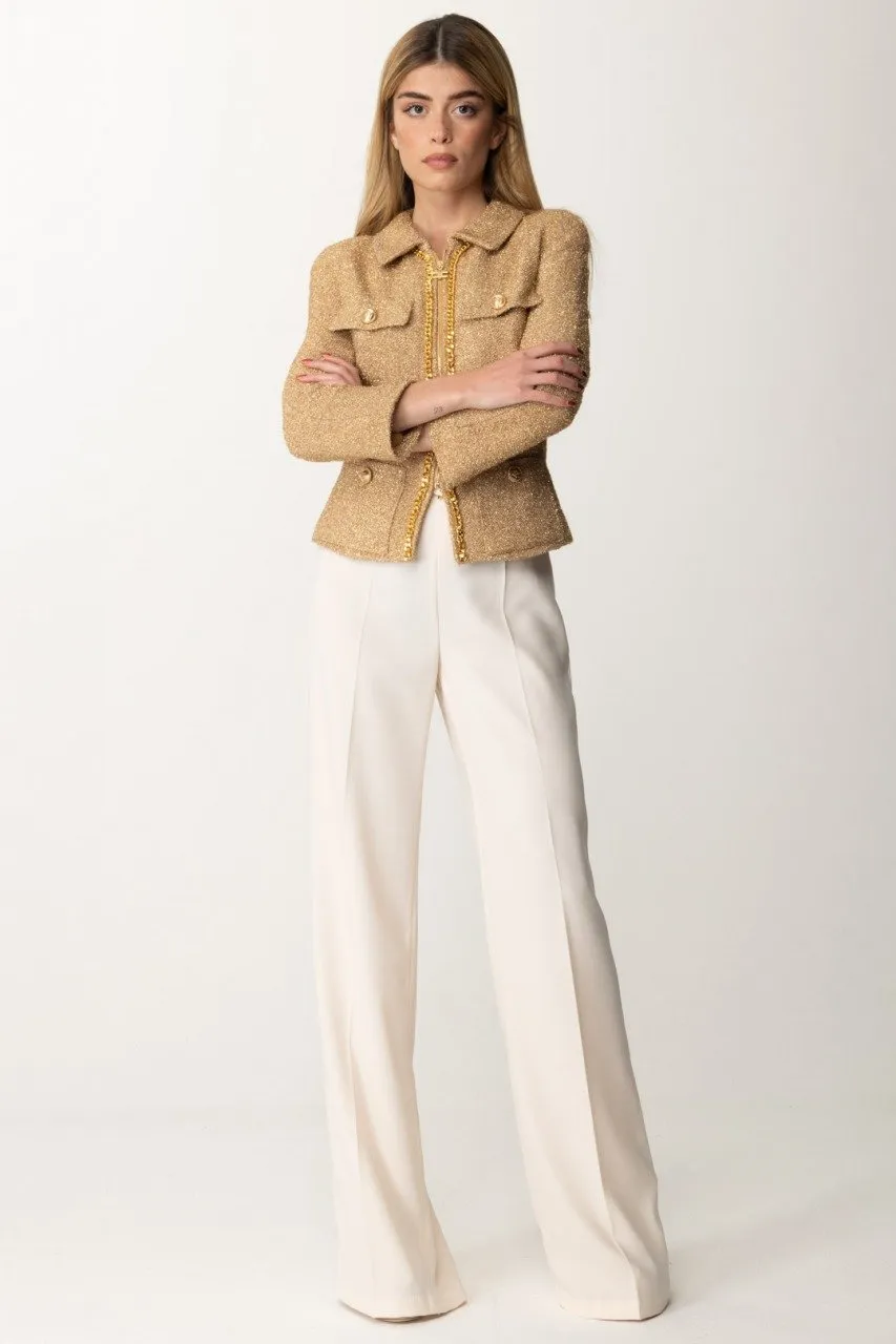 Pantaloni palazzo con cintura Burro