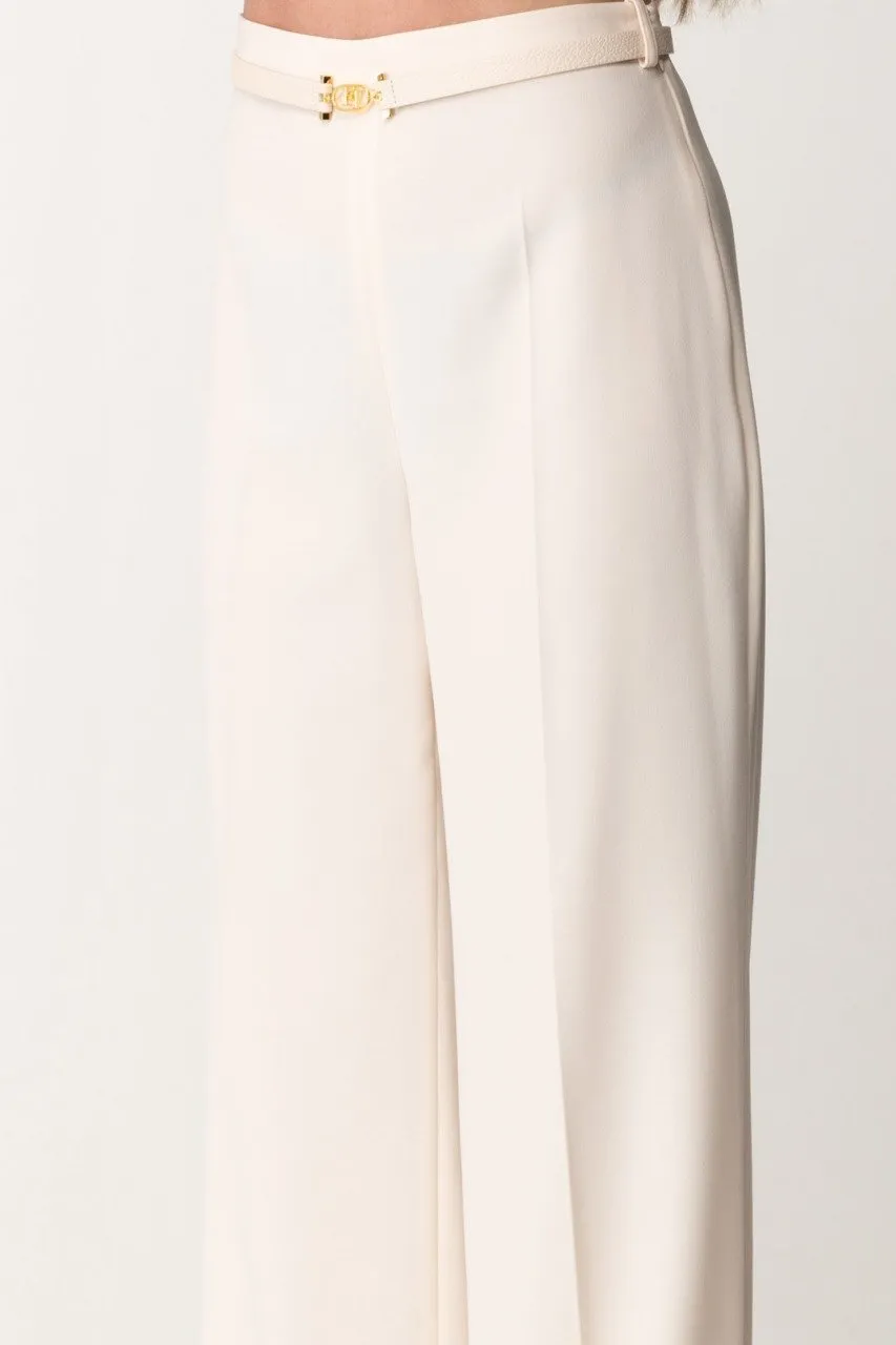 Pantaloni palazzo con cintura Burro