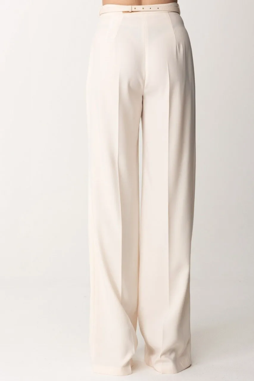 Pantaloni palazzo con cintura Burro