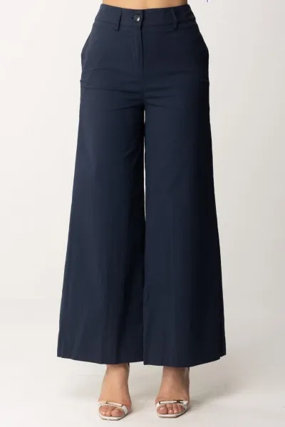 Pantaloni palazzo in cotone Blu Notte