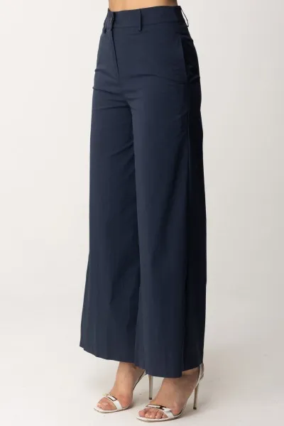 Pantaloni palazzo in cotone Blu Notte