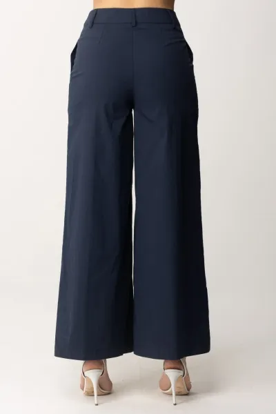 Pantaloni palazzo in cotone Blu Notte