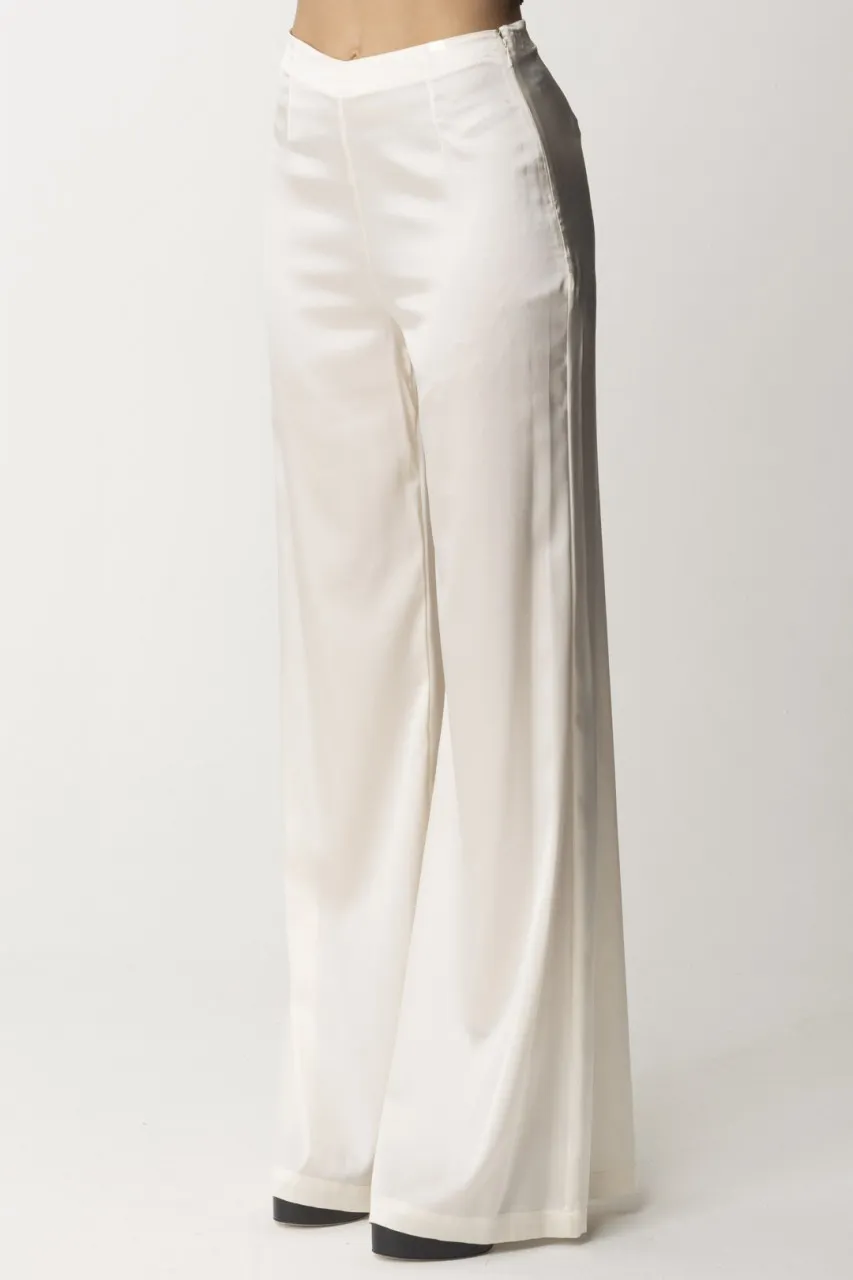 Pantaloni palazzo in crepe fluido Burro