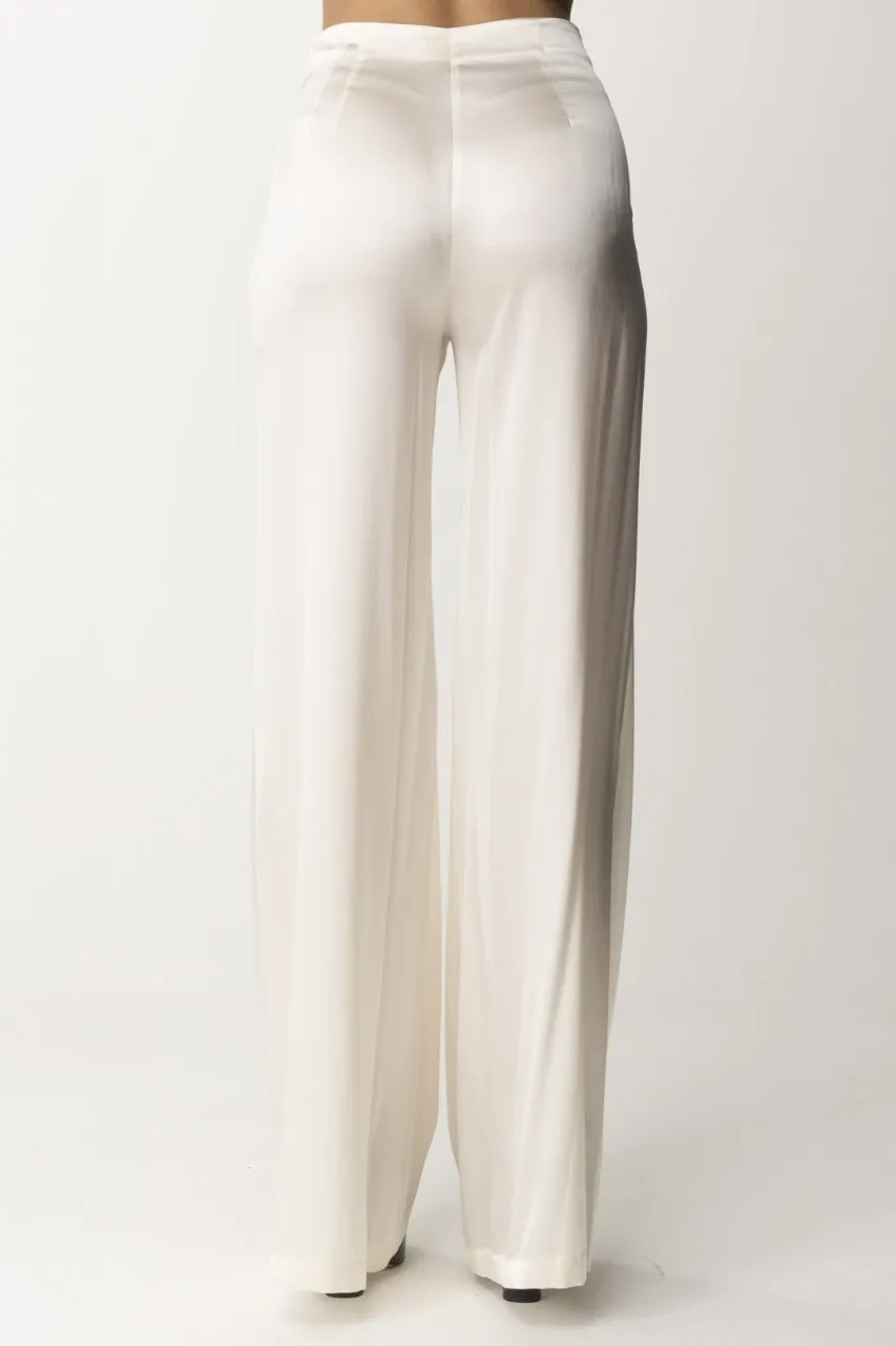 Pantaloni palazzo in crepe fluido Burro