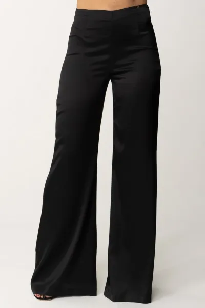 Pantaloni palazzo in crepe fluido Nero