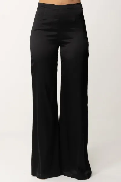 Pantaloni palazzo in crepe fluido Nero