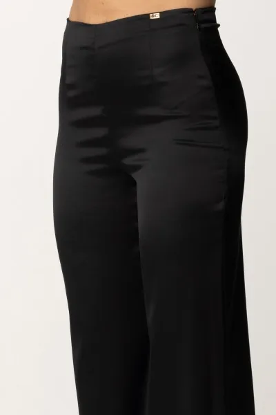 Pantaloni palazzo in crepe fluido Nero
