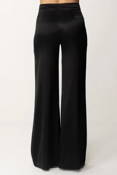 Pantaloni palazzo in crepe fluido Nero