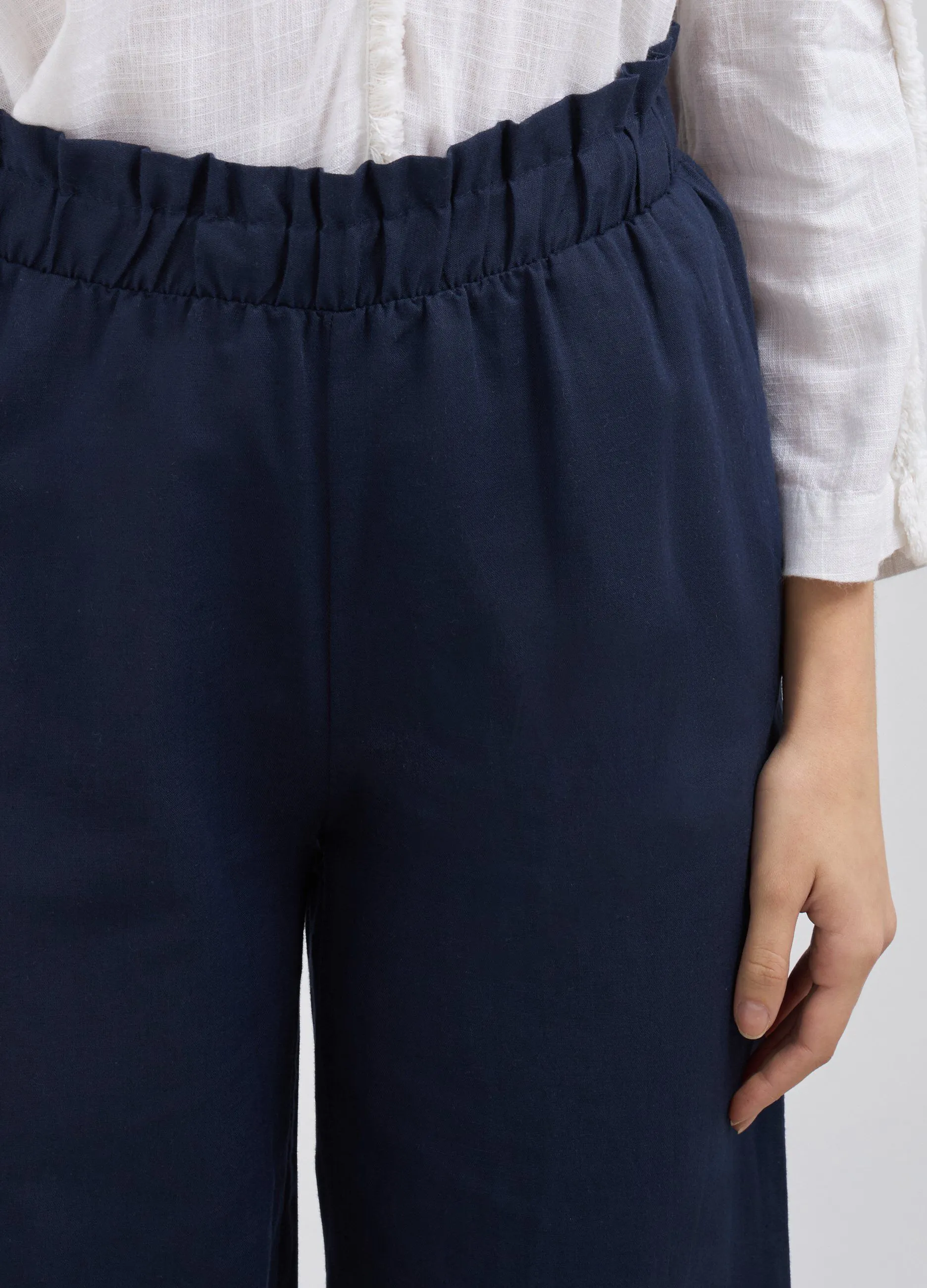 Pantaloni palazzo in misto lino donna