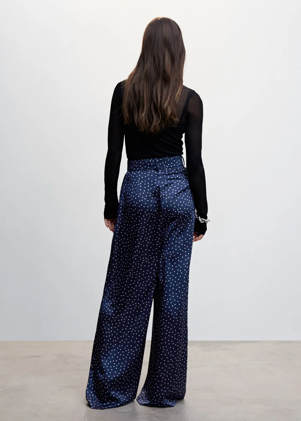 Pantaloni palazzo pois cintura