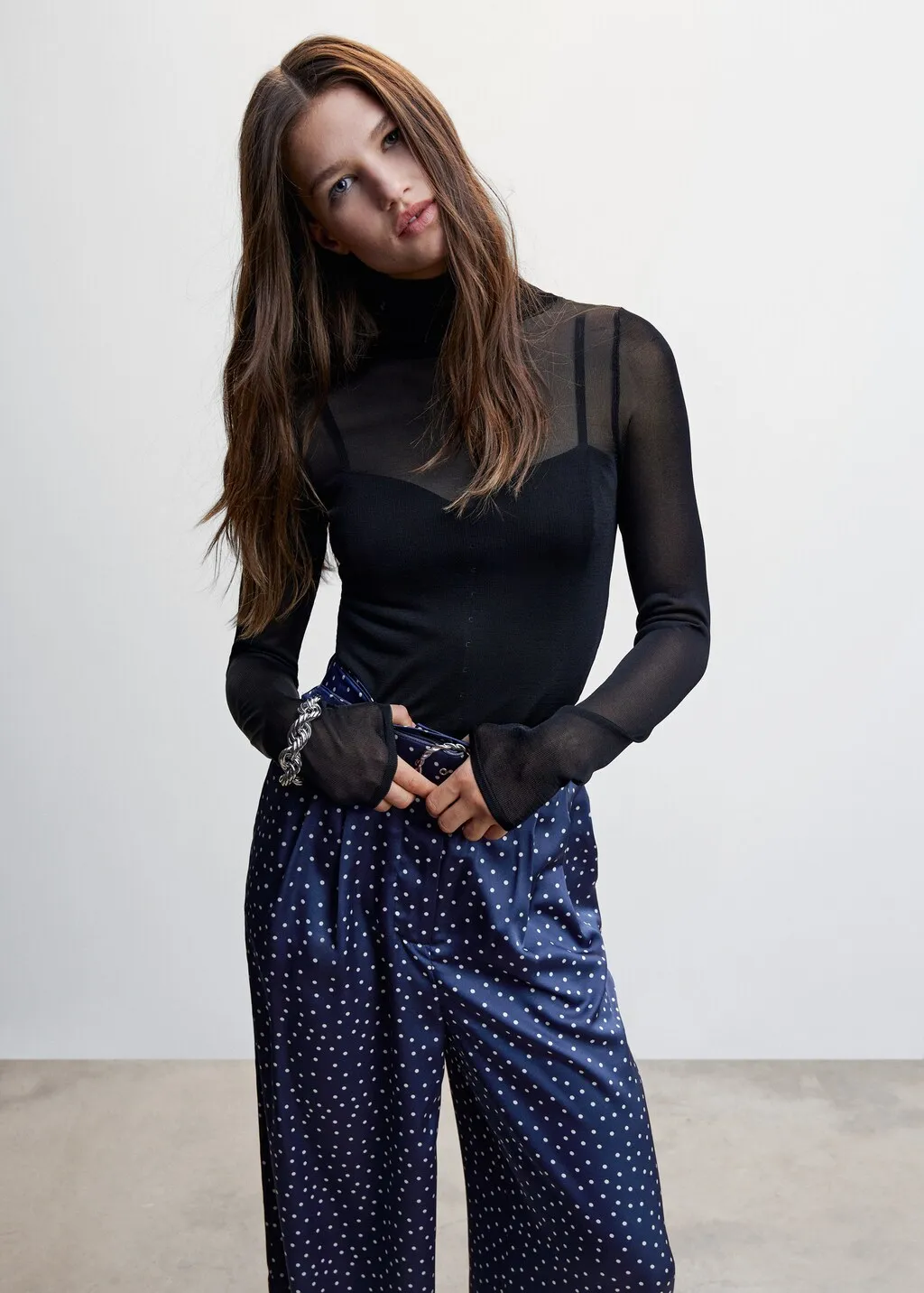 Pantaloni palazzo pois cintura