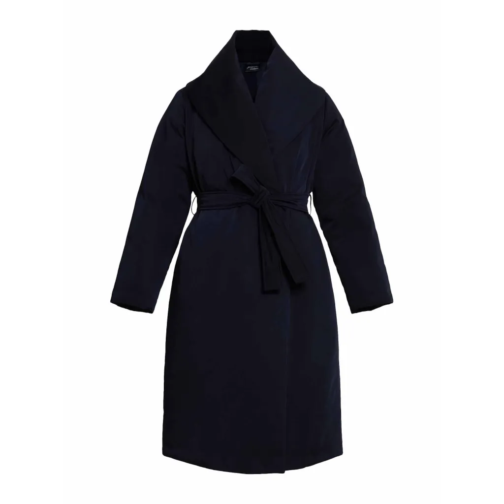 PERSONA by MARINA RINALDI Cappotto imbottito in gabardina tecnica blu PARADISO