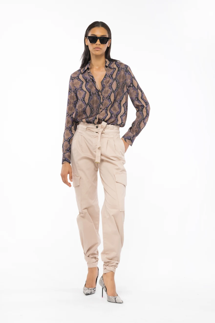 PINKO Pantaloni cargo in raso stretch