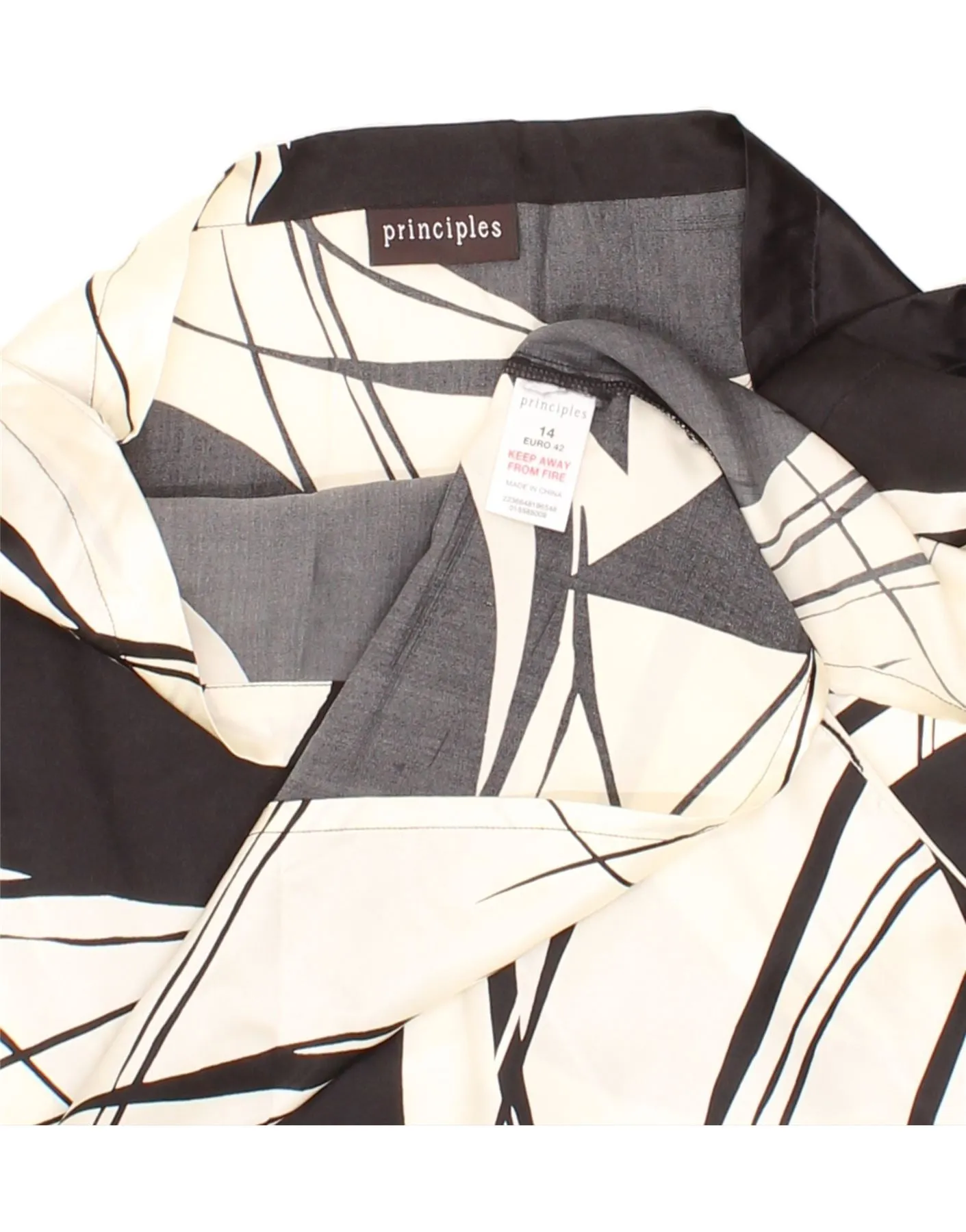PRINCIPLES Womens Blouse Top UK 14 Medium White Colourblock Silk