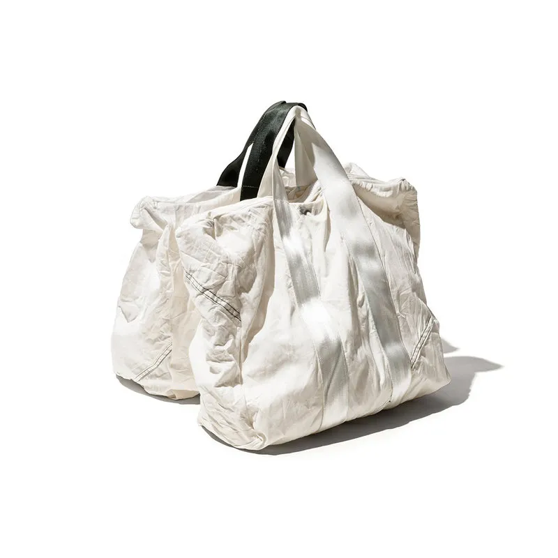 Puebco Borsa vintage in tessuto paracadute bianco