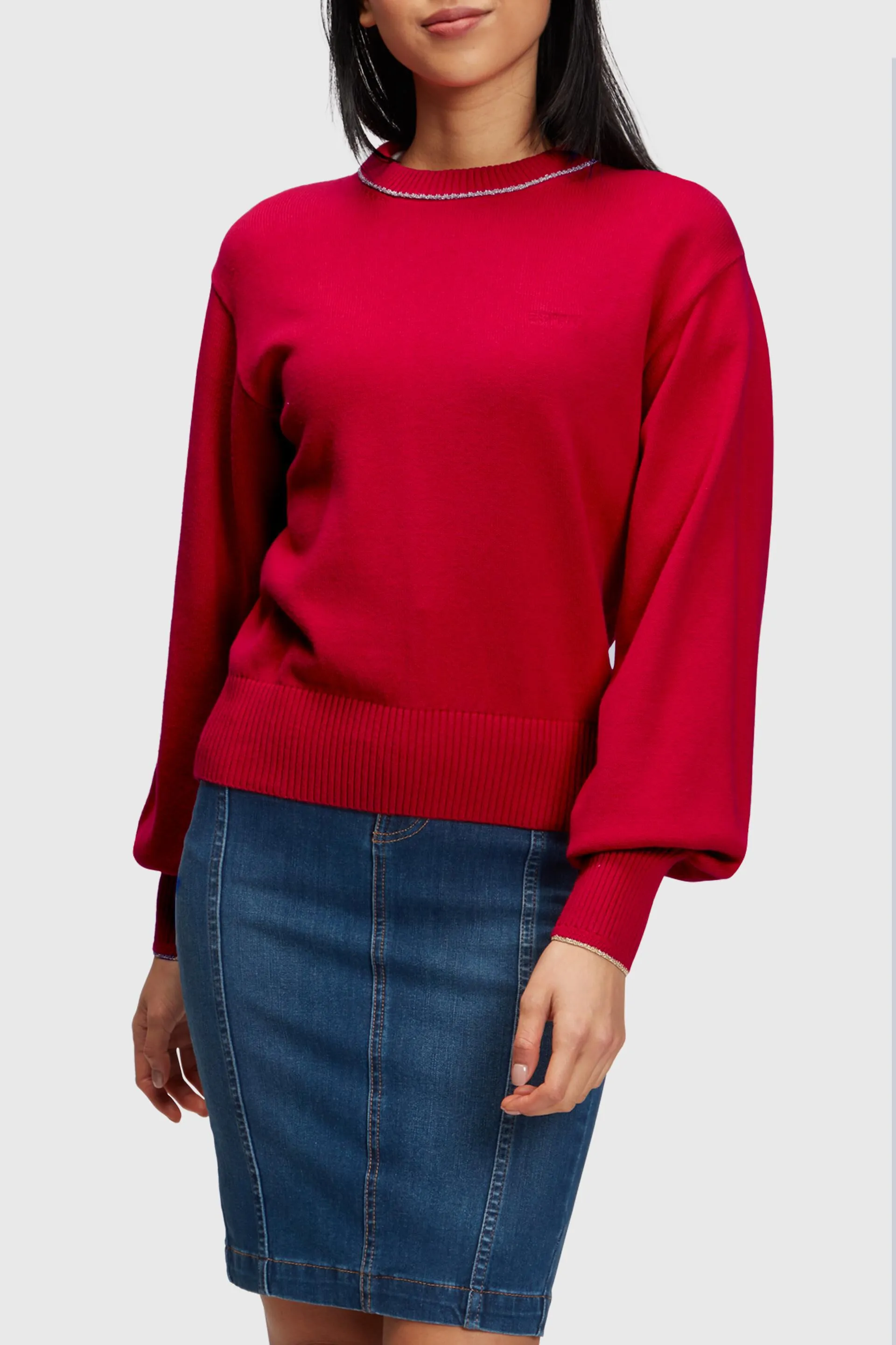 Pullover con maniche a sbuffo, con cashmere