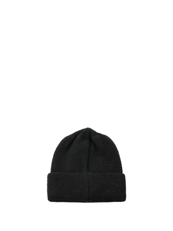Pure cashmere honeycomb hat with double turn-up