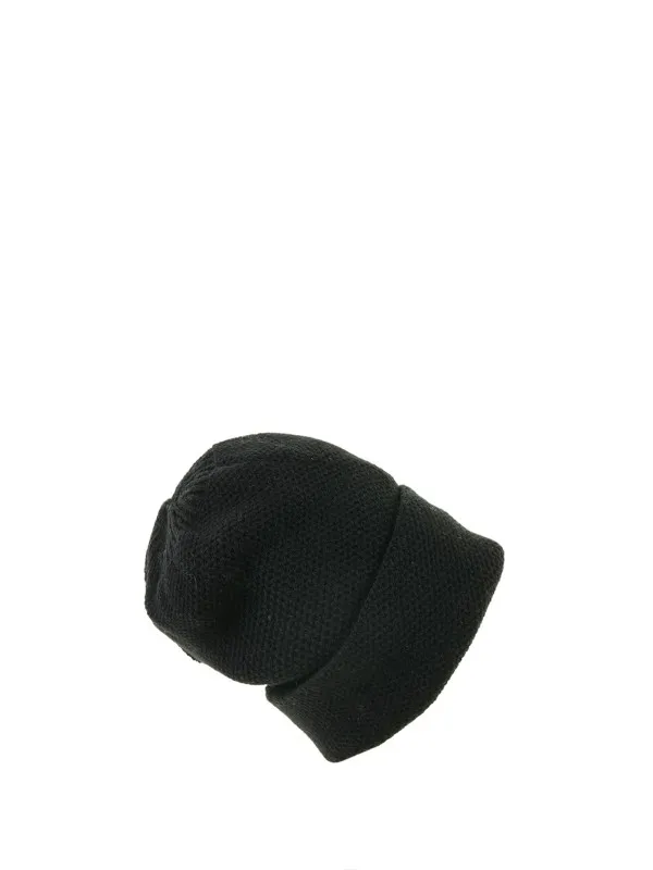Pure cashmere honeycomb hat with double turn-up