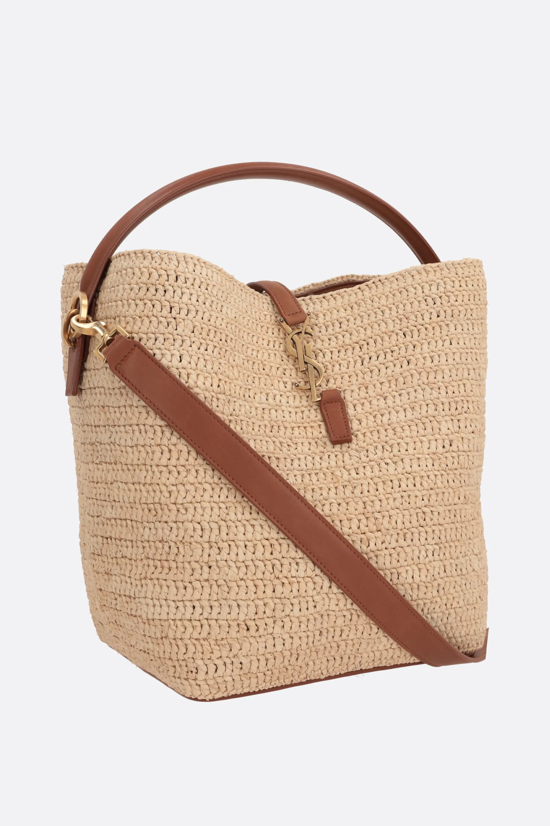 SAINT LAURENT borsa a secchiello Le 37 in rafia