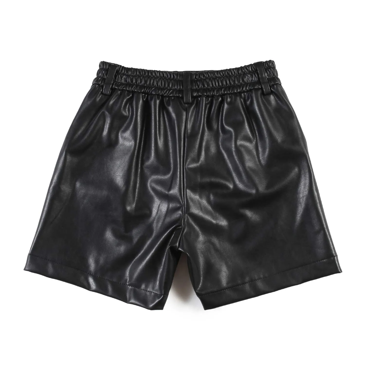 Shorts Neri In Tessuto Spalmato
