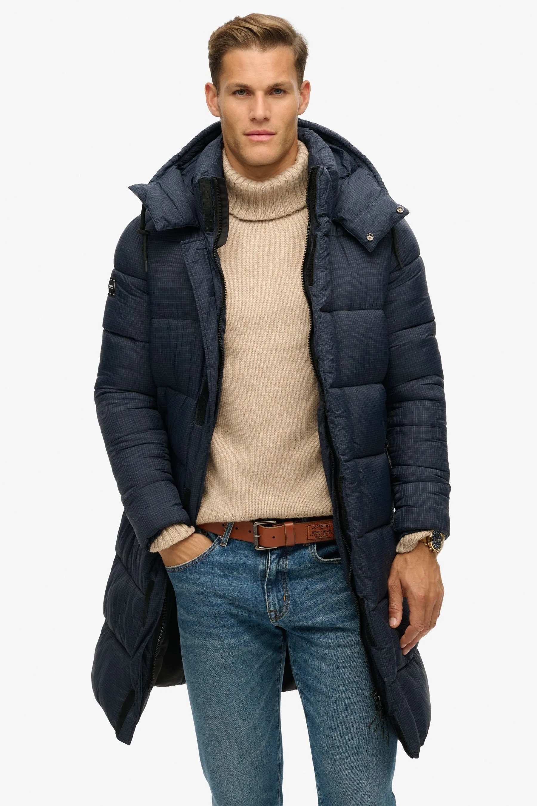 Superdry - Giacca lunga in tessuto antistrappe