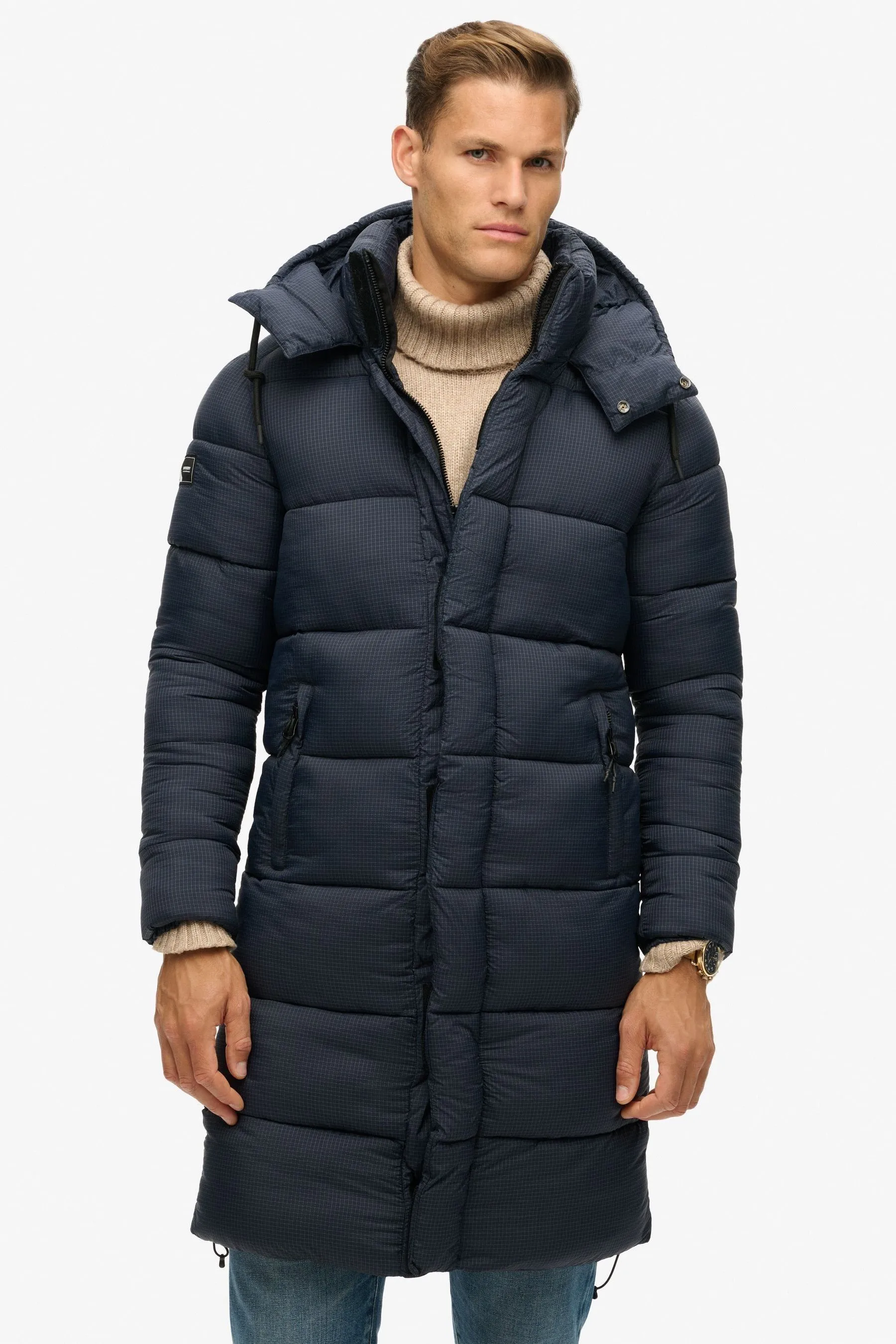 Superdry - Giacca lunga in tessuto antistrappe