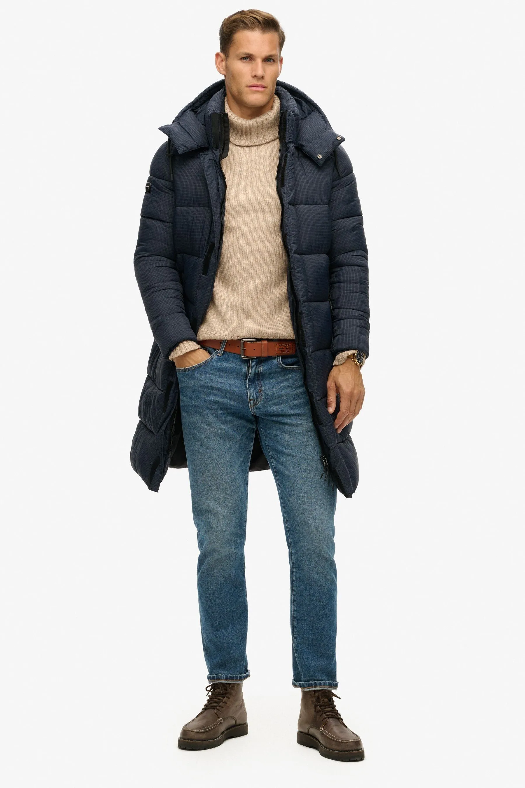Superdry - Giacca lunga in tessuto antistrappe