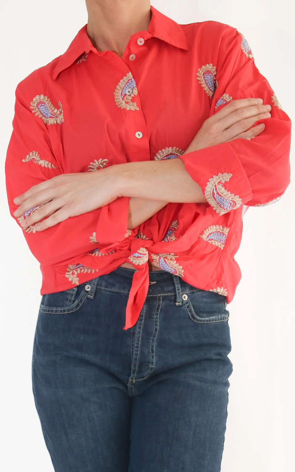 Susymix – Camicia ricamo cashmere – Rossa