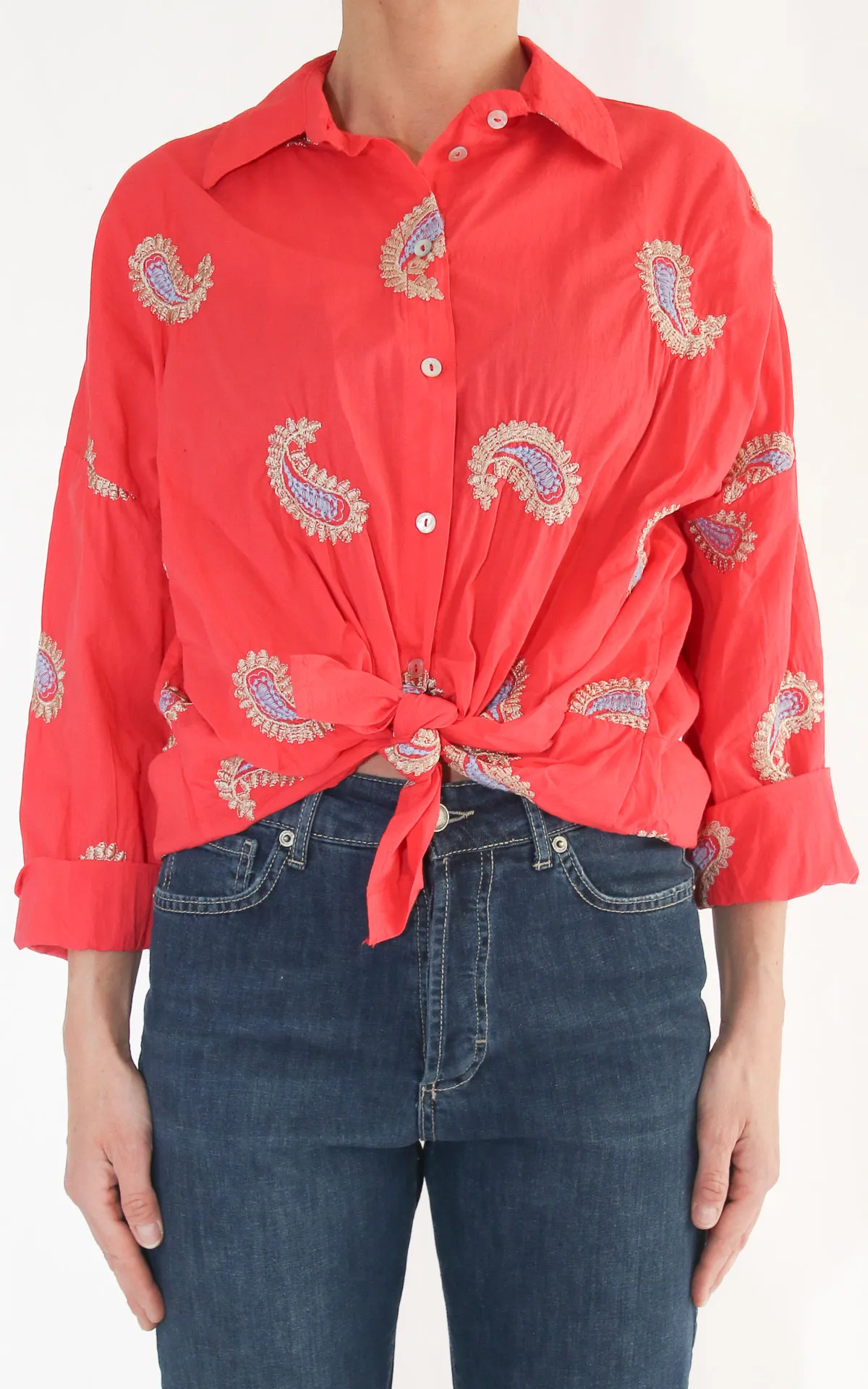 Susymix – Camicia ricamo cashmere – Rossa