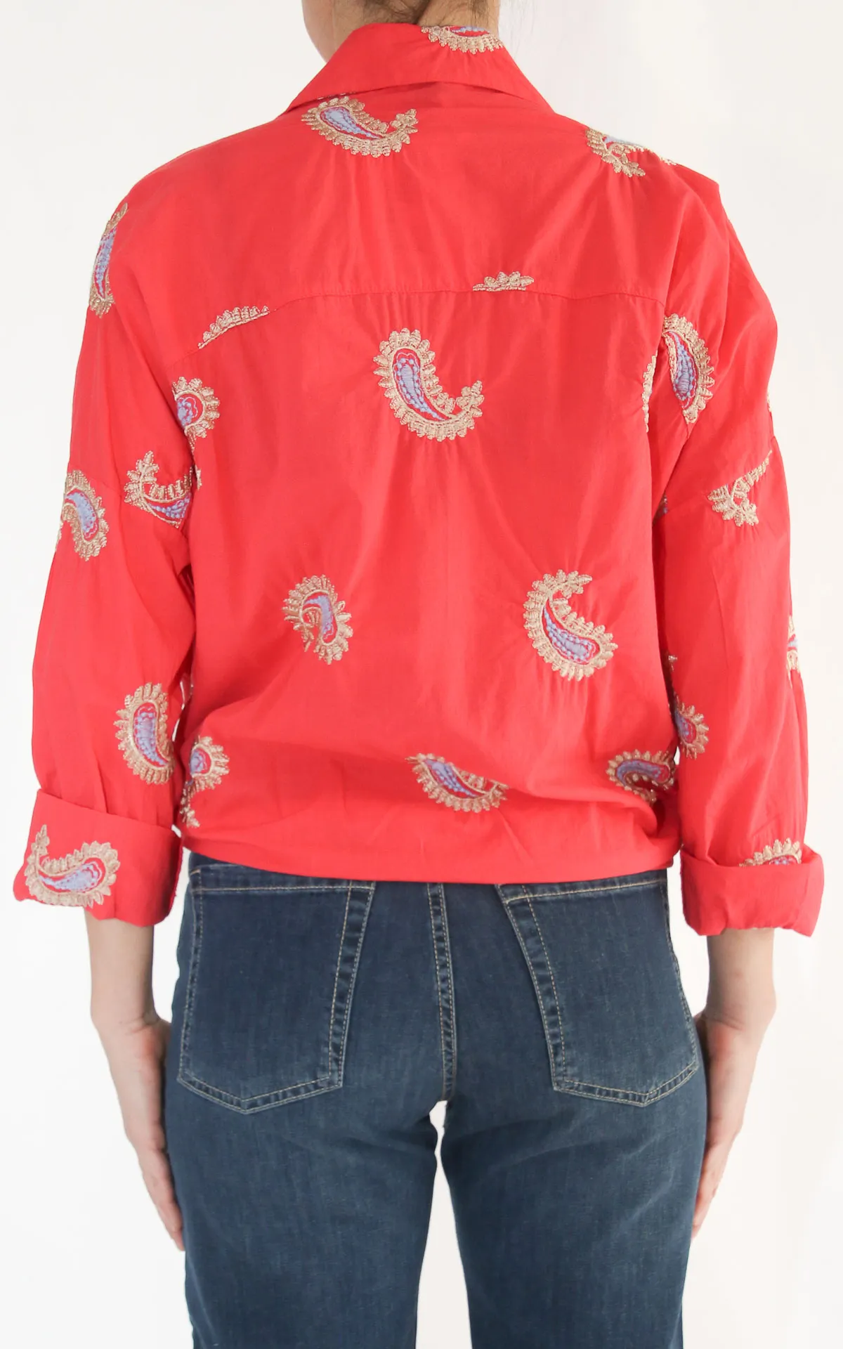 Susymix – Camicia ricamo cashmere – Rossa