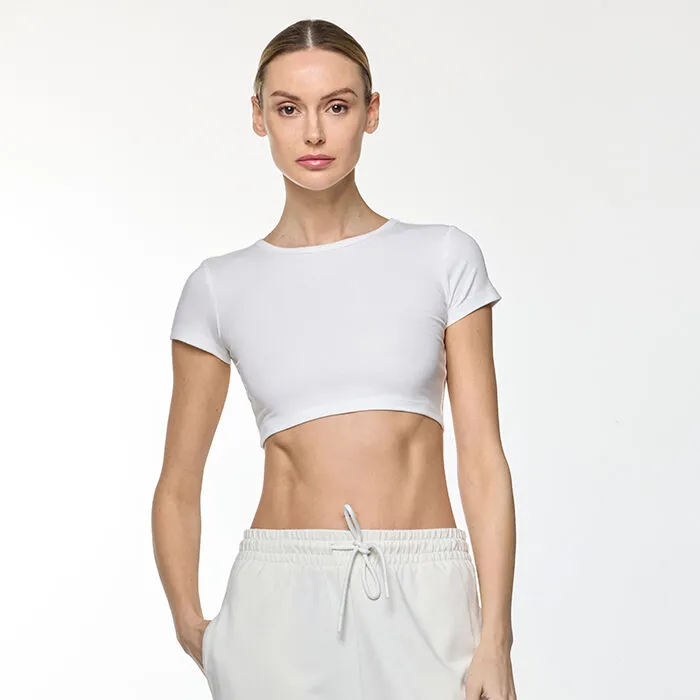 T-shirt bianca in tessuto