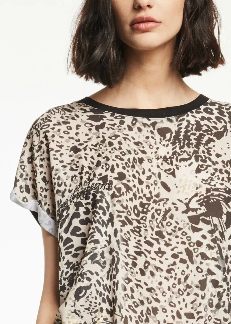 T-shirt lunga con motivo animalier