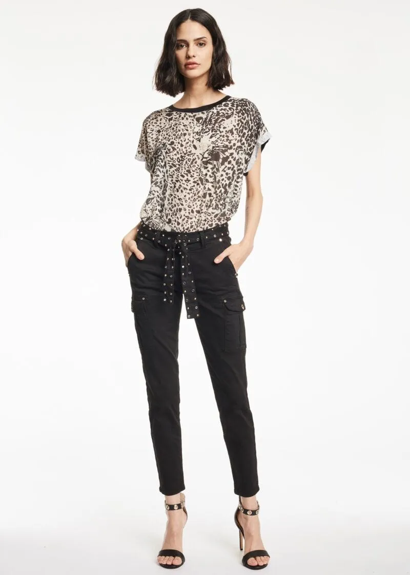 T-shirt lunga con motivo animalier