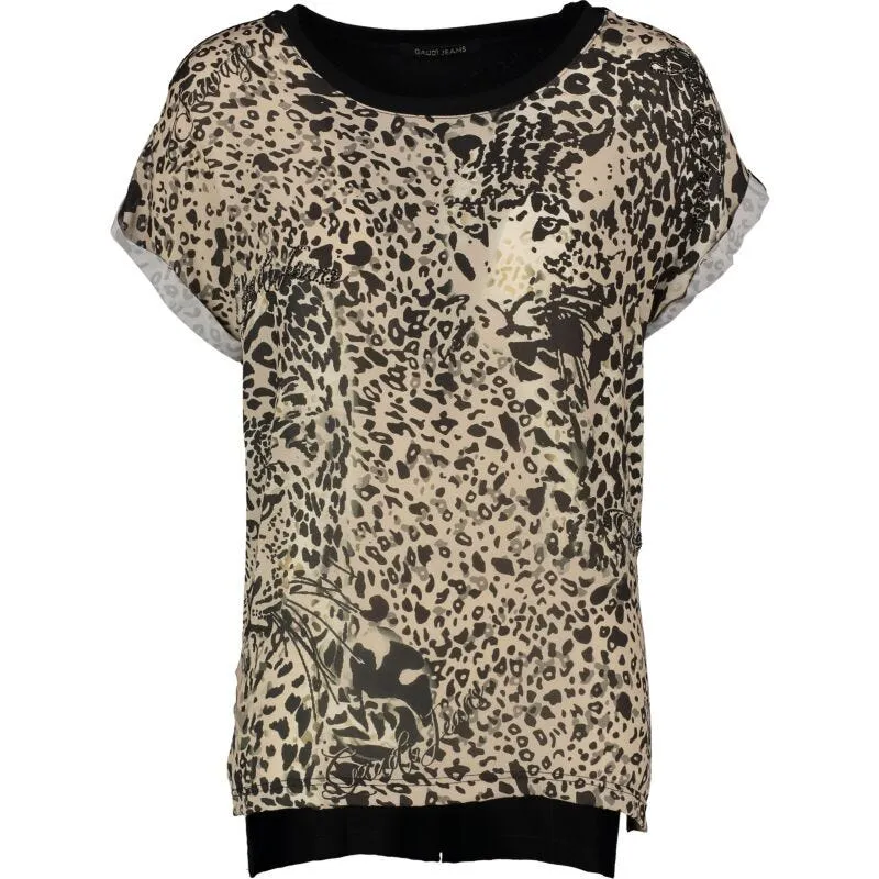 T-shirt lunga con motivo animalier