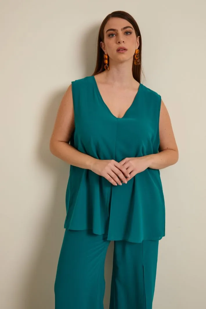 Top in georgette con spacco