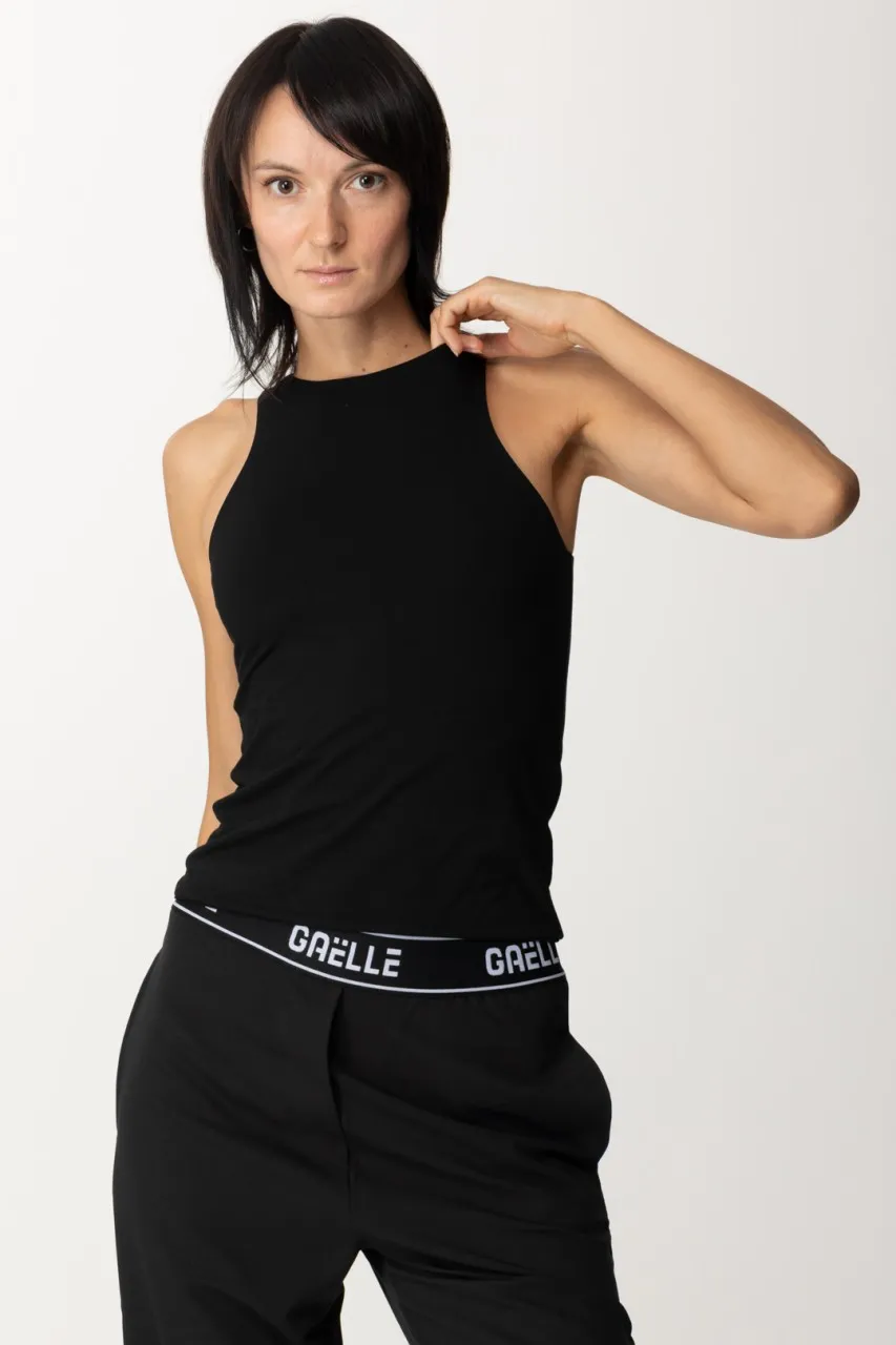 Top smanicato Nero