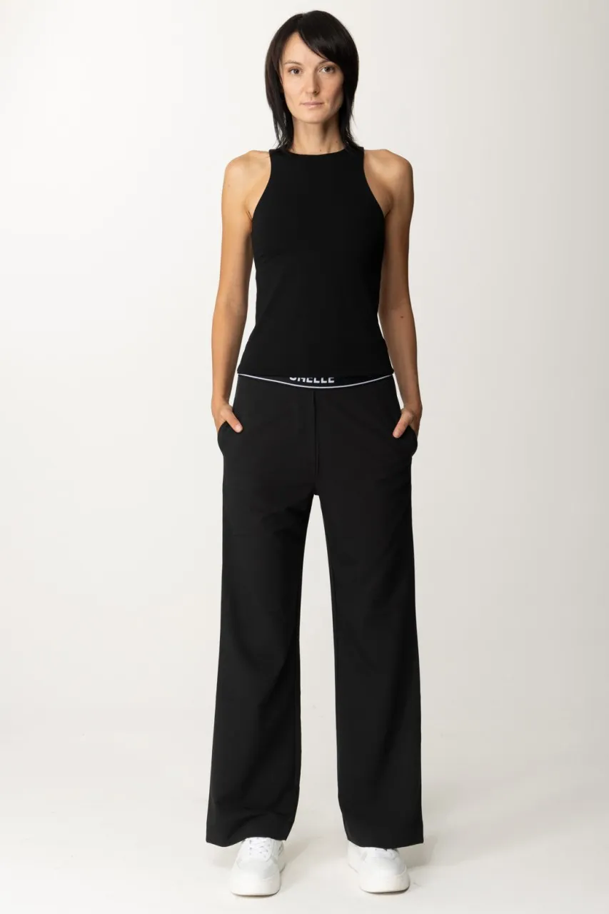 Top smanicato Nero