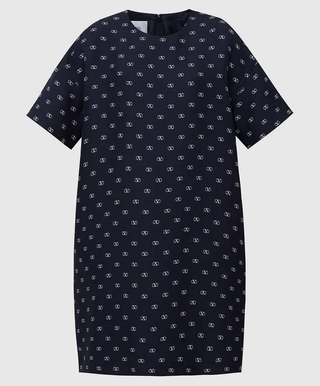Valentino Abito in lana e seta blu navy SB3VANM14N9