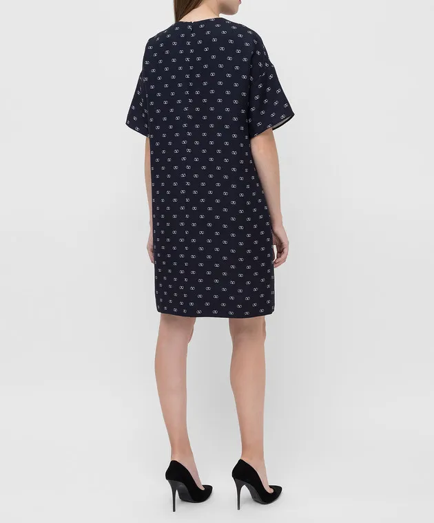 Valentino Abito in lana e seta blu navy SB3VANM14N9