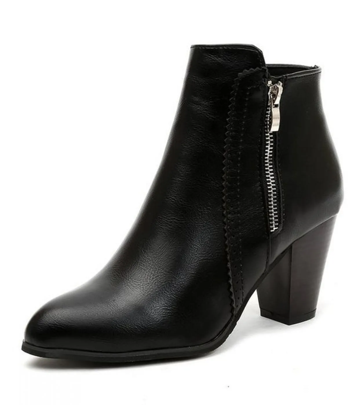 Women Ankle Boots Fashion Pu Leather Boots High Heel 8cm Ladies Shoes Side Zipper Short Boots For Women Shoes Drop Ship