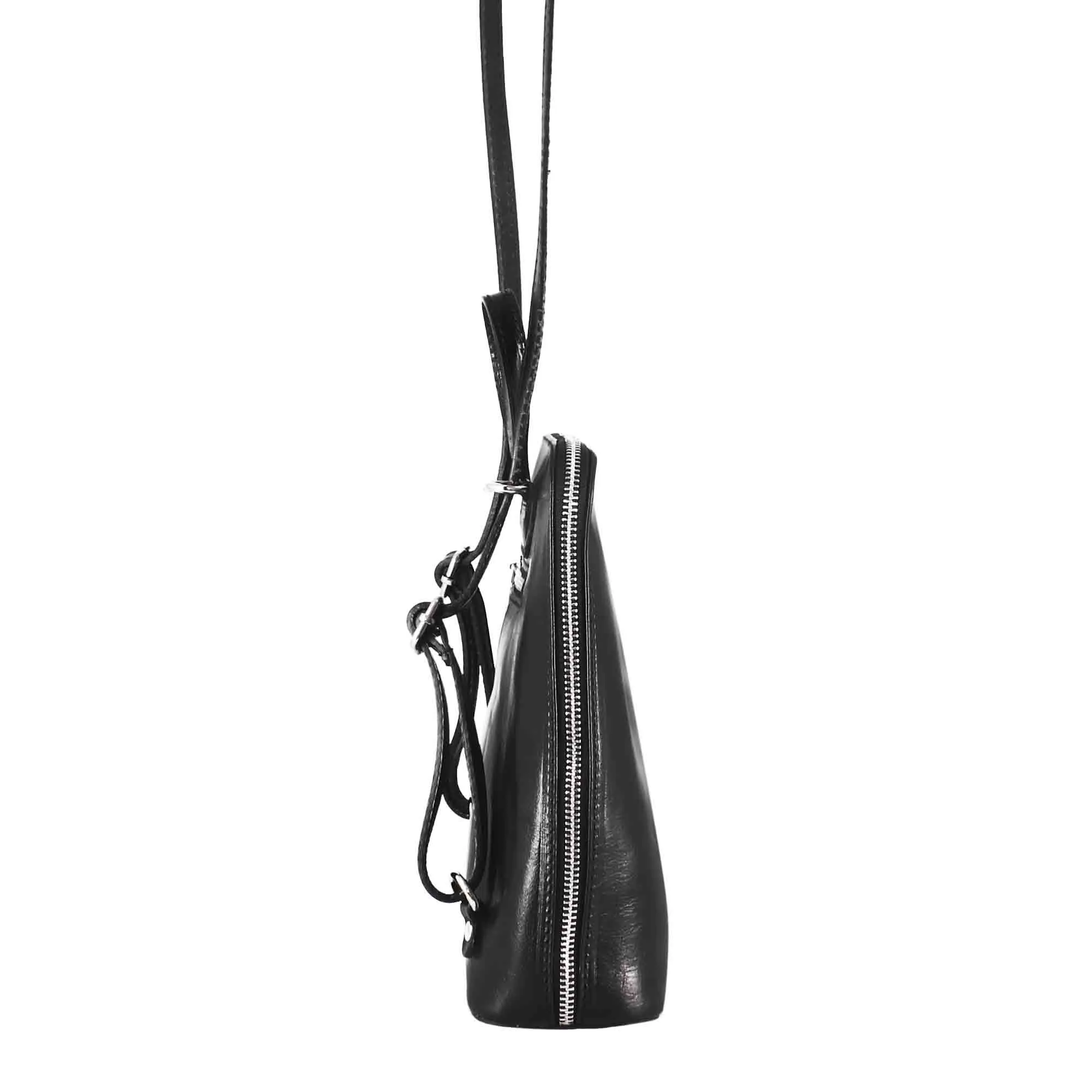 Zainetto Ginevra da donna in pelle liscia colore nero con cerniera