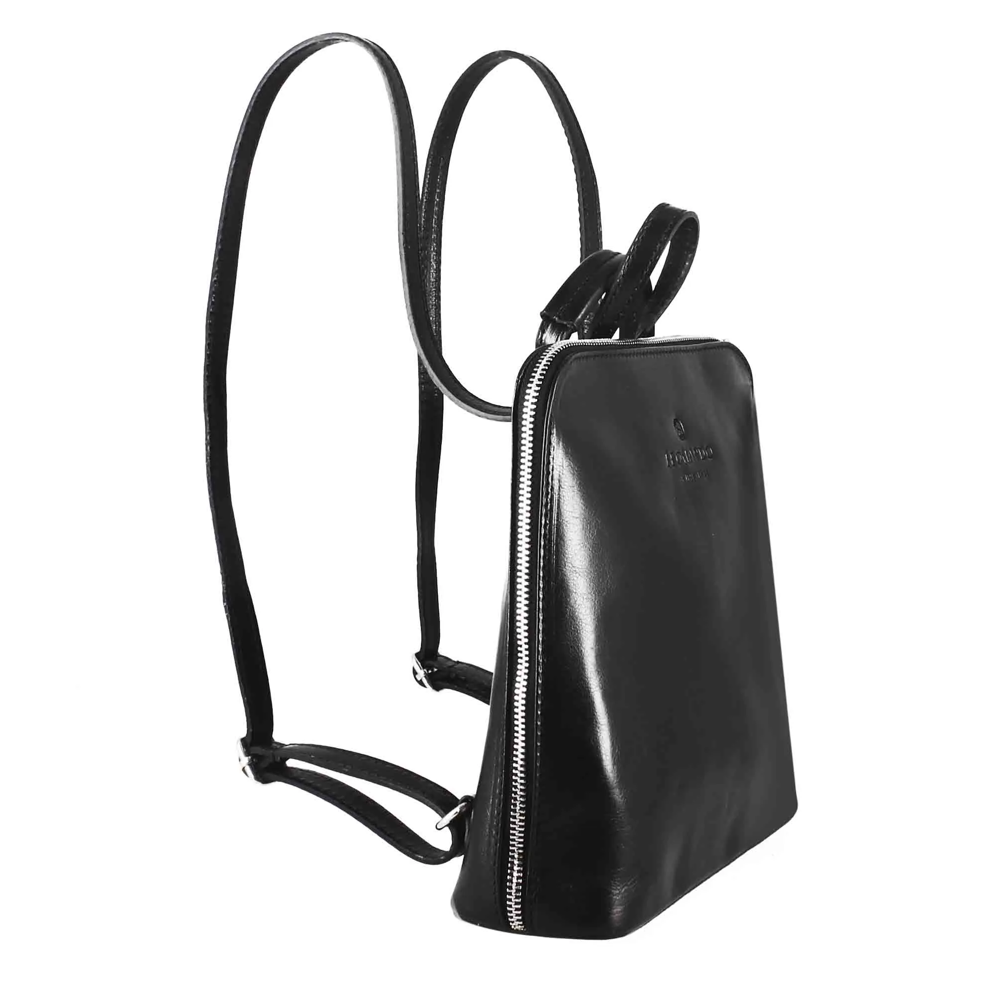 Zainetto Ginevra da donna in pelle liscia colore nero con cerniera