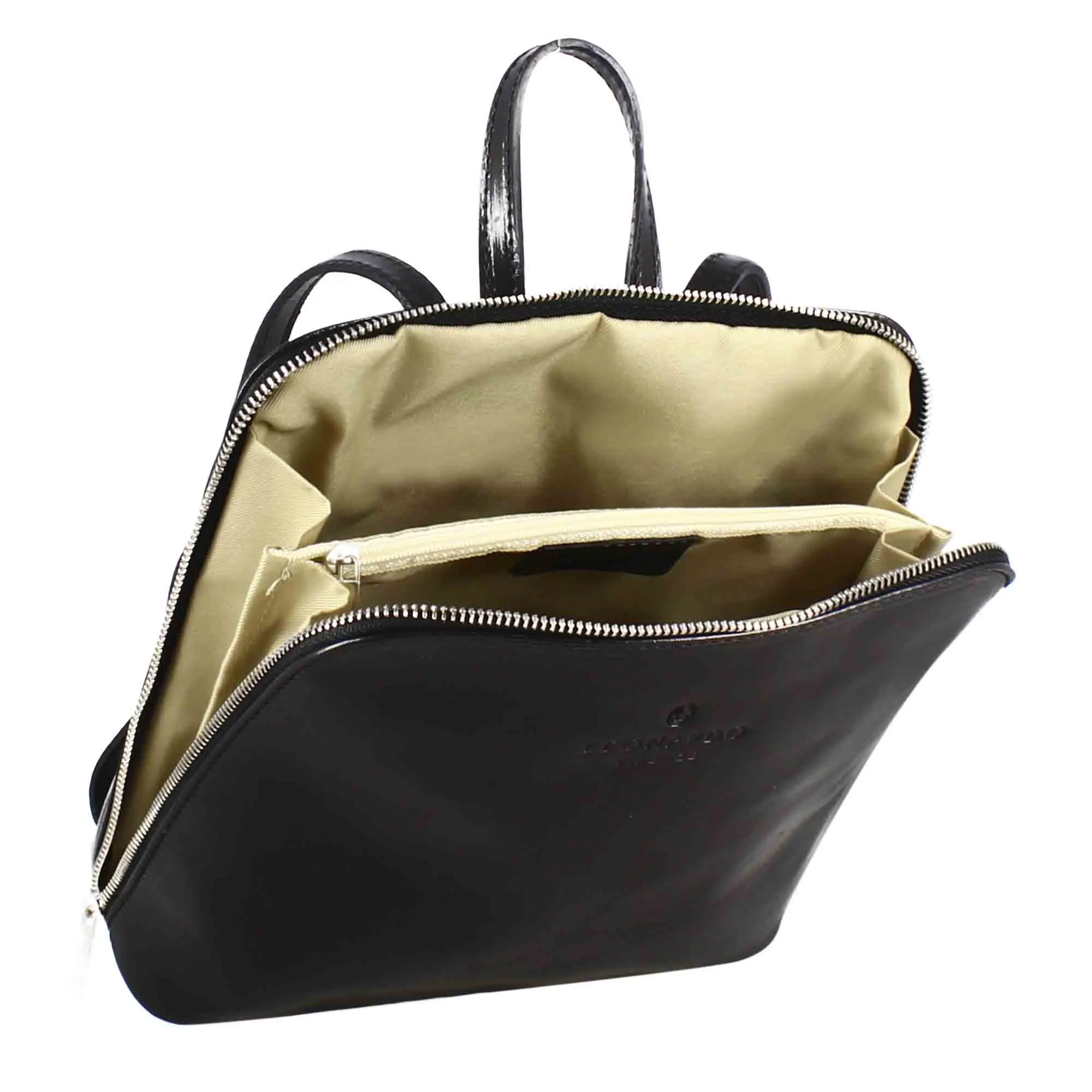 Zainetto Ginevra da donna in pelle liscia colore nero con cerniera