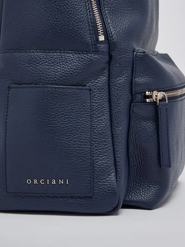 Zaino uomo Orciani Micron in pelle martellata Navy